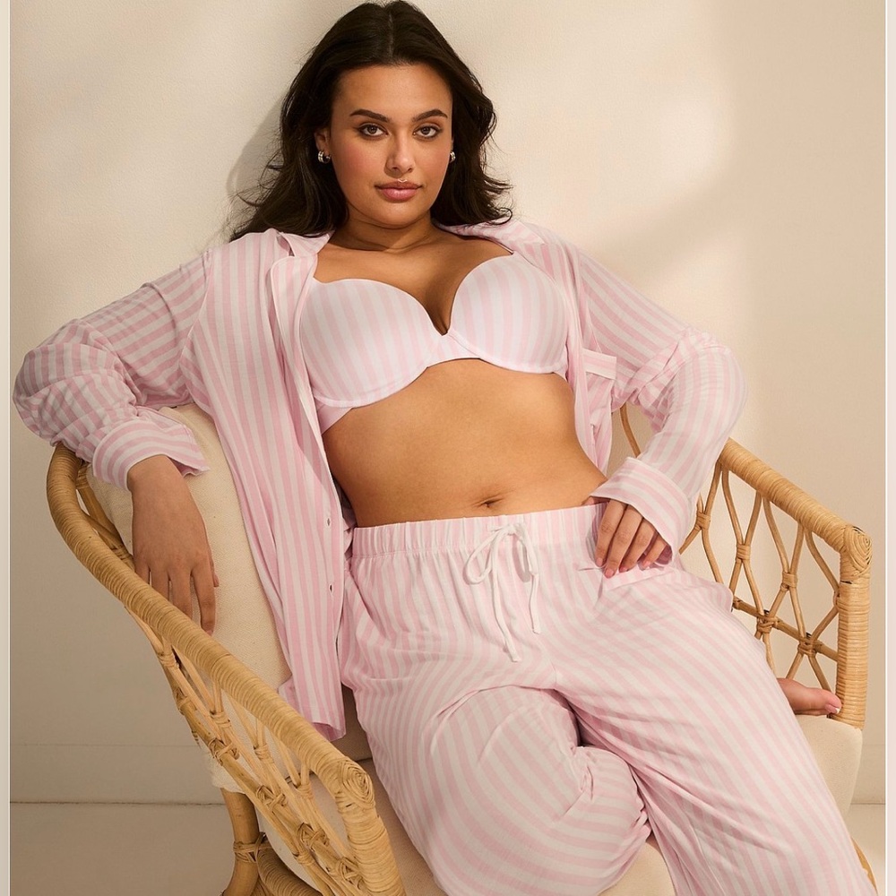 Vs pink blossom striped so soft modal pj pajama set